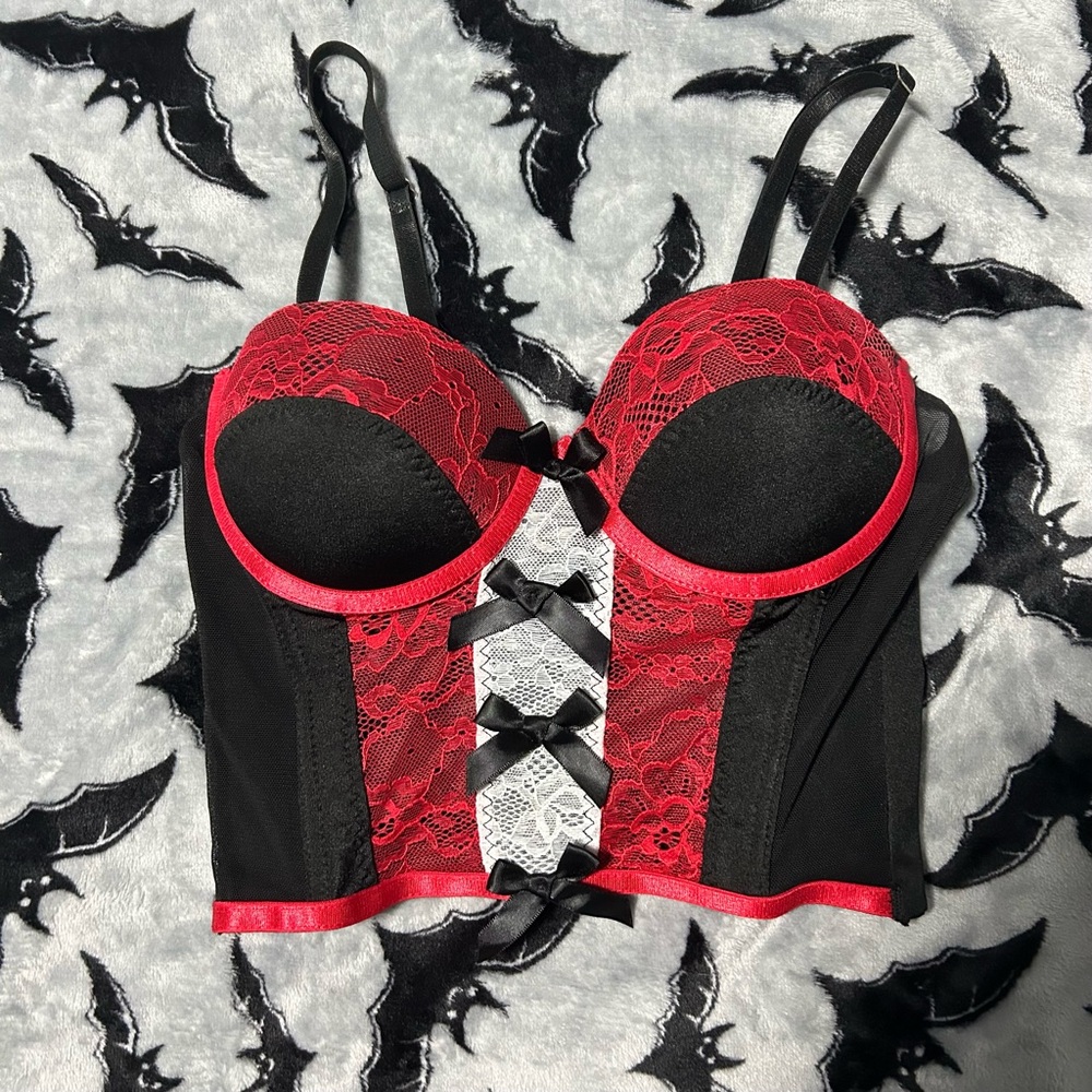 Red and Black Lace Bustier